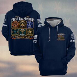 Custom Name & Department First Responders USA 250 No One Fight Alone Stitch Ver #DQH0759 - Hoodie