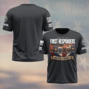 Custom Name & Department First Responders USA 250 United We Answer America's Bravest #DQH0761 - T-shirt