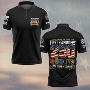 Custom Name & Department First Responders USA 250 Years Of Courage American Flag #DQH0762 - Polo