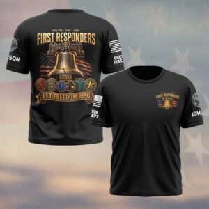 Custom Name & Department First Responders USA 250 Let Freedom Ring #DQH0765 - T-shirt