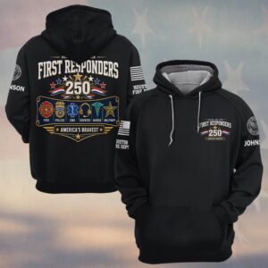 Custom Name & Department First Responders USA 250 America's Bravest #DQH0766 - Hoodie