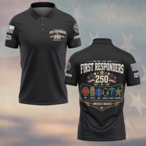 Custom Name & Department First Responders USA 250 America's Bravest #DQH0766 - Polo