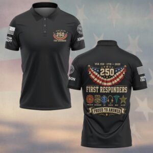 Custom Name & Department First Responders USA 250 Proud To Answer #DQH0767 - Polo