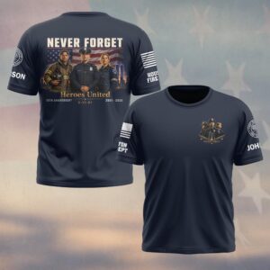 Custom Name & Department First Responders 9/11 25 Years Anniversary Heroes United #DQH0769 - T-shirt