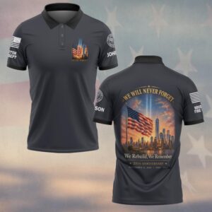 Custom Name & Department First Responders 9/11 25 Years Anniversary We Rebuild We Remember #DQH0771 - Polo
