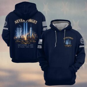 Custom Name & Department First Responders 9/11 25 Years Anniversary From The Ashes We Rose #DQH0775 - Hoodie