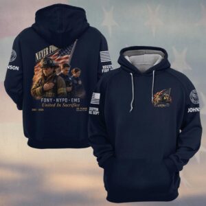 Custom Name & Department First Responders 9/11 25 Years Anniversary FDNY NYPD EMS United In Sacrifice #DQH0776 - Hoodie