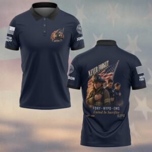 Custom Name & Department First Responders 9/11 25 Years Anniversary FDNY NYPD EMS United In Sacrifice #DQH0776 - Polo
