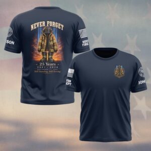 Custom Name & Department First Responders 9/11 25 Years Anniversary Still Standing Still Serving #DQH0778 - T-shirt