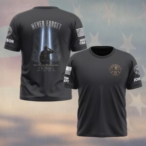 Custom Name & Department First Responders 9/11 25 Years Anniversary One Nation We Remember #DQH0779 - T-shirt