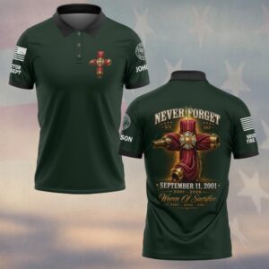 Custom Name & Department First Responders 9/11 25 Years Anniversary Woven Of Sacrifice #DQH0780 - Polo