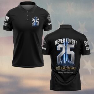 Custom Name & Department First Responders 9/11 25 Years Anniversary Twenty-Five Years On #DQH0781  - Polo