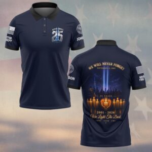 Custom Name & Department First Responders 9/11 25 Years Anniversary We Light The Dark #DQH0782 - Polo