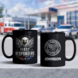 Custom Name Eagle First Responders #DEP004 - Black Mug