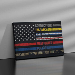 First Responders American Flag #DEPT006 - Canvas 24X36 inches