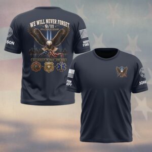 Custom Name & Department First Responders 9/11 Guardian Wings #DQH0798 - T-shirt