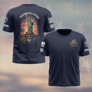 Custom Name & Department First Responders 9/11 Freedom Still Stands #DQH0799 - T-shirt