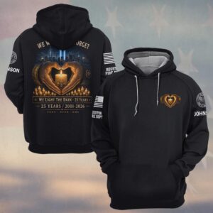 Custom Name & Department First Responders 9/11 Hearts Hold The Light #DQH0800 - Hoodie