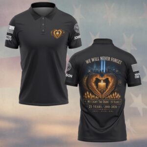 Custom Name & Department First Responders 9/11 Hearts Hold The Light #DQH0800 - Polo