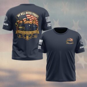 Custom Name & Department First Responders 9/11 United In Salute #DQH0801 - T-shirt