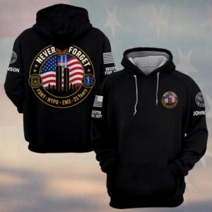 Custom Name & Department First Responders 9/11 Never Forget Tribute Seal #DQH0802 - Hoodie