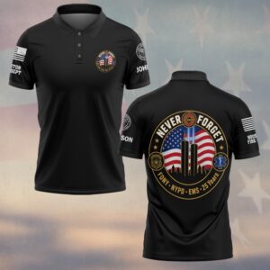 Custom Name & Department First Responders 9/11 Never Forget Tribute Seal #DQH0802 - Polo