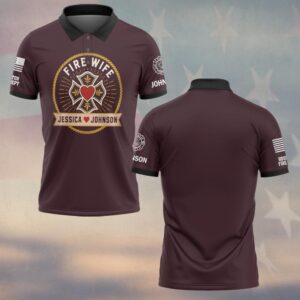 Custom Name & Fire Dept Firefighter's Wife Pride Maltese Cross #DQH0827 - Polo
