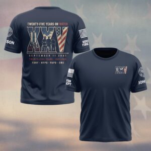Custom Name & Department First Responders 9/11 25 Years Anniversary Twenty-Five Years On Watch #DQH0846 - T-shirt