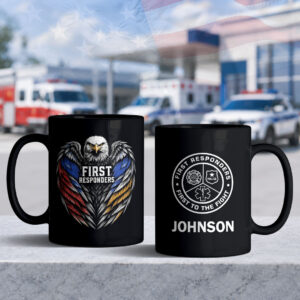 Custom Name Eagle First Responders #DEP007 - Black Mug