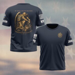 Custom Name & Station My Rock And My Deliverer Psalm 18:2 Archangel Chains The Dragon Law Enforcement #DQH0904  - T-shirt