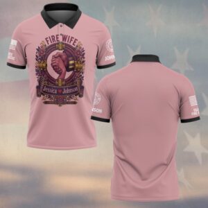 Custom Name & Department Stronger Than The Siren Clasped Hands Hose Ring Floral Crest Fire Wife #DQH0907 - Polo
