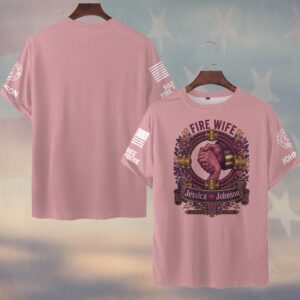 Custom Name & Department Stronger Than The Siren Clasped Hands Hose Ring Floral Crest Fire Wife #DQH0907 - T-shirt