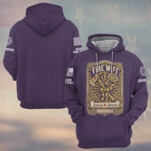 Custom Name & Department Steel Meets Bloom Fire Axe And Rose Gold Lace Frame Fire Wife #DQH0908 - Hoodie