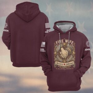 Custom Name & Department We Answer Together Held Hands Coiled Hose Wreath Vintage Engraving Fire Wife #DQH0910 - Hoodie