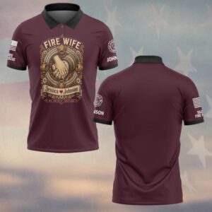 Custom Name & Department We Answer Together Held Hands Coiled Hose Wreath Vintage Engraving Fire Wife #DQH0910 - Polo