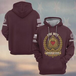 Custom Name & Department One Oath Two Hearts Fire Helmet Shield Heart Laurel And Home Fire Wife #DQH0911 - Hoodie