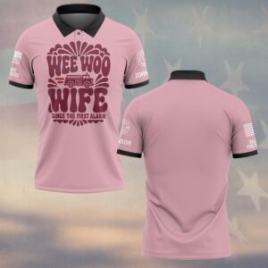 Custom Name & Department Wee Woo Wife Since The First Alarm Retro Groovy Lettering With Fire Engine Fire Wife #DQH0918 - Polo