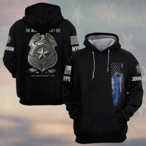 Custom Name & Station The Wound You Can't See Cracked Silver Badge Law Enforcement PTSD #DQH0919 - Hoodie