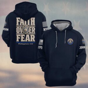 Custom Name & Station Faith Over Fear Philippians 4:13 Thin Blue Line Law Enforcement #DQH0920 - Hoodie