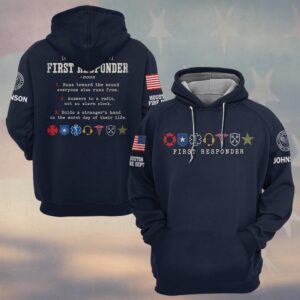 Custom Name & Department First Responder Noun Dictionary Definition Seven Service Emblems #DQH0923 - Hoodie