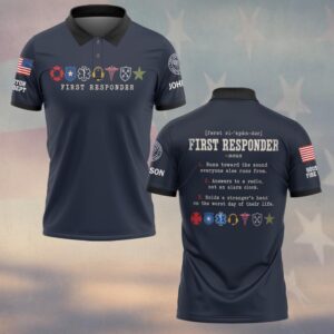 Custom Name & Department First Responder Noun Dictionary Definition Seven Service Emblems #DQH0923 - Polo