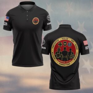 Custom Name & Department Answering The Call Gold Challenge Coin Seven Service Ring Three Responders Backs Turned First Responders #DQH0958 - Polo