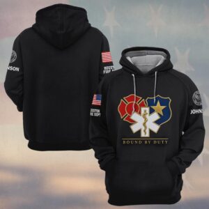Custom Name & Department Bound By Duty Interlocked Fire Police EMS Emblem Crest First Responders #DQH0960  - Hoodie