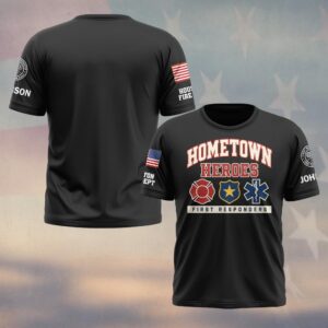Custom Name & Department Hometown Heroes Collegiate Type Three Service Emblems First Responders #DQH0961 - T-shirt