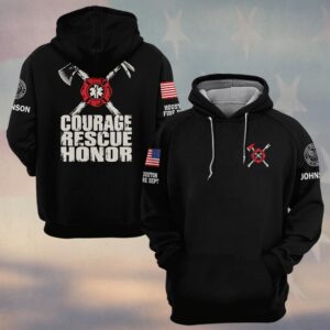 Custom Name & Department Courage Rescue Honor Crossed Fire Axes Maltese Cross Star Of Life First Responders #DQH0969  - Hoodie