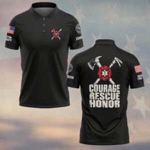 Custom Name & Department Courage Rescue Honor Crossed Fire Axes Maltese Cross Star Of Life First Responders #DQH0969  - Polo