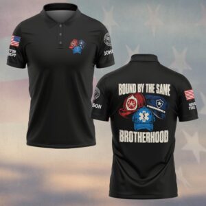 Custom Name & Department Bound By The Same Brotherhood Fire Helmet Police Cap EMS Ball Cap First Responders #DQH0970 - Polo