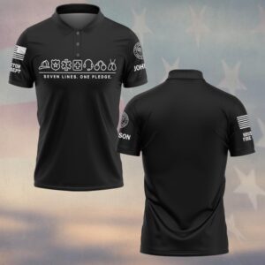 Custom Name & Department Seven Lines One Pledge Seven Service Line Icons First Responders #DQH0971 - Polo