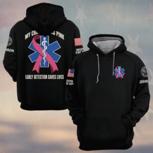 Custom Name & Department My Crew Wears Pink Breast Cancer Awareness EMS #DQH0979 - Hoodie