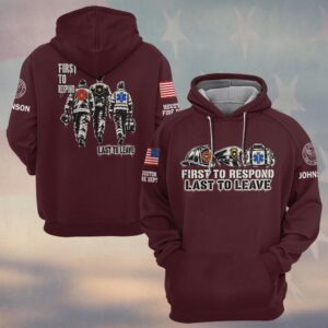 Custom Name & Department First To Respond Last To Leave Firefighter Police EMS Walking Together First Responders #DQH0981  - Hoodie